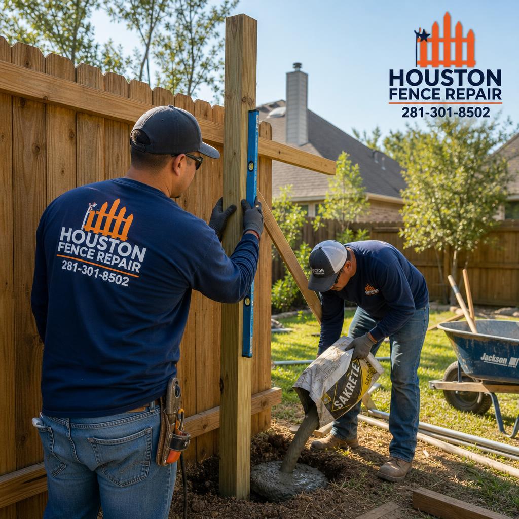 Contractor assessing a residential fence repair