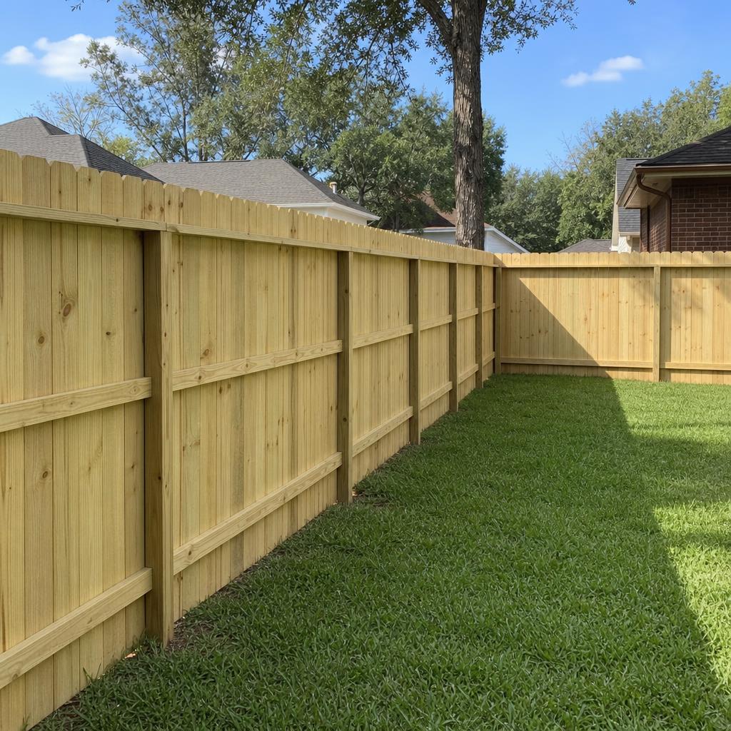 Pressure-treated pine privacy fence
